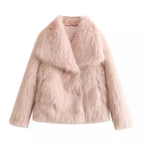 Winter Plush Coat Fashion Warm Thicken Fluffy Lapel