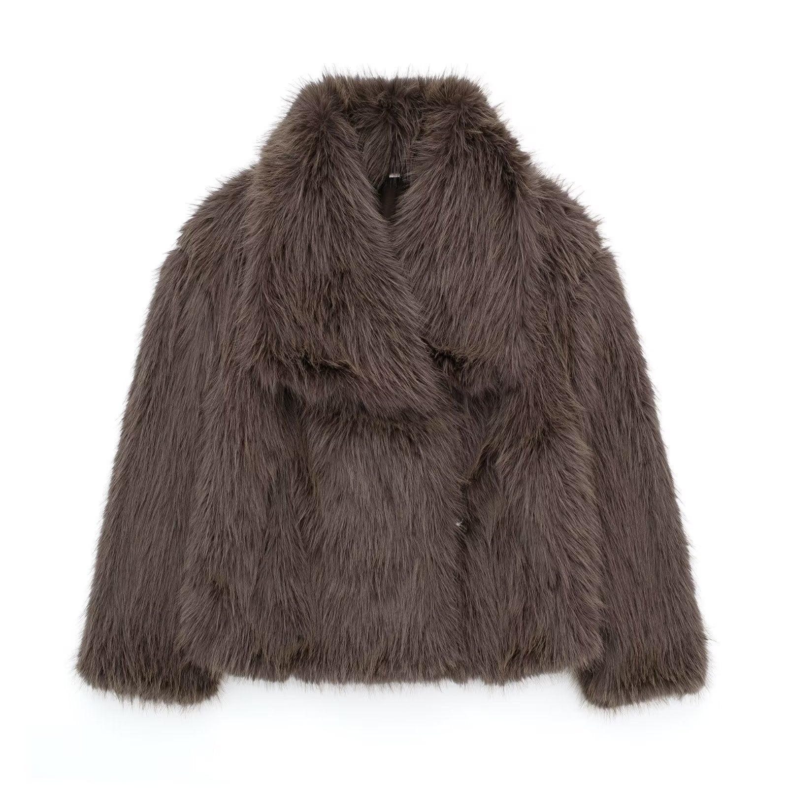 Winter Plush Coat Fashion Warm Thicken Fluffy Lapel