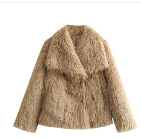 Winter Plush Coat Fashion Warm Thicken Fluffy Lapel
