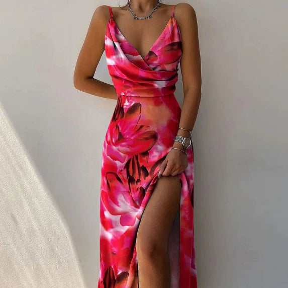 V-neck Slit Sling Dress 