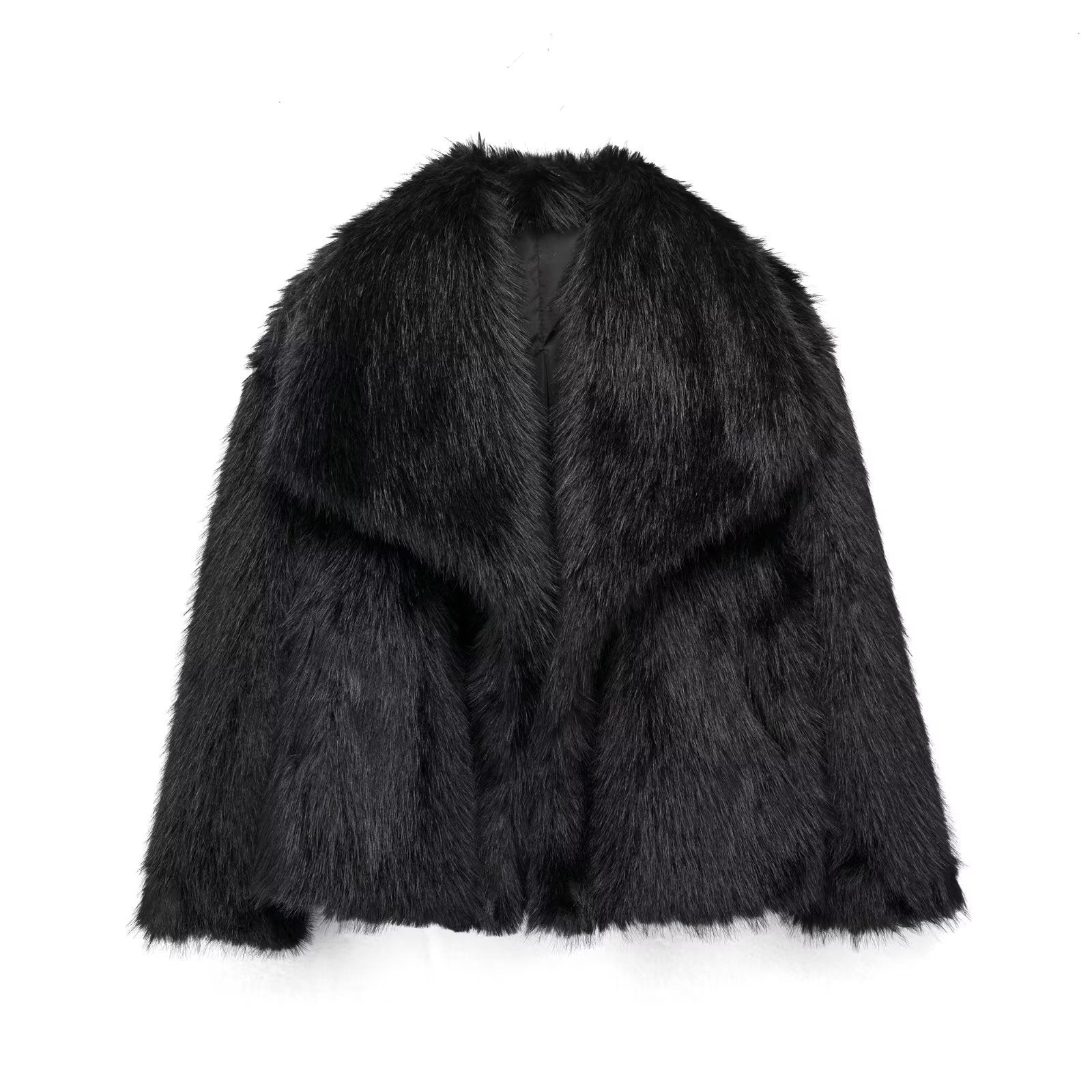 Winter Plush Coat Fashion Warm Thicken Fluffy Lapel