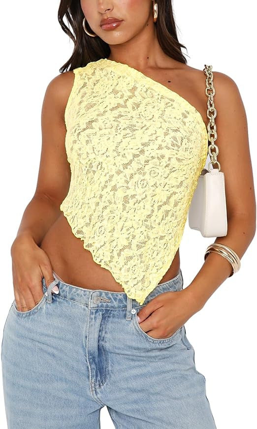 Ins Lace Backless Top Summer Solid Color Waistles