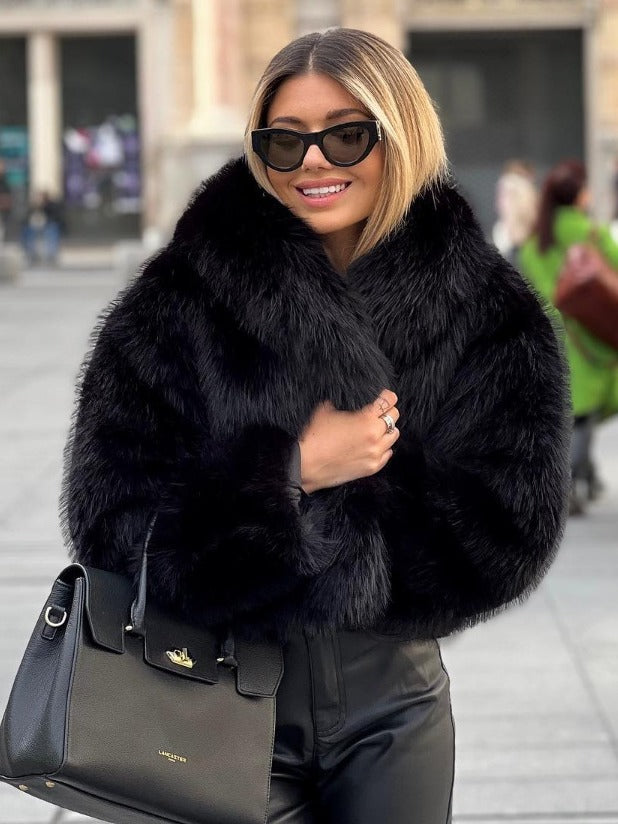 Winter Plush Coat Fashion Warm Thicken Fluffy Lapel