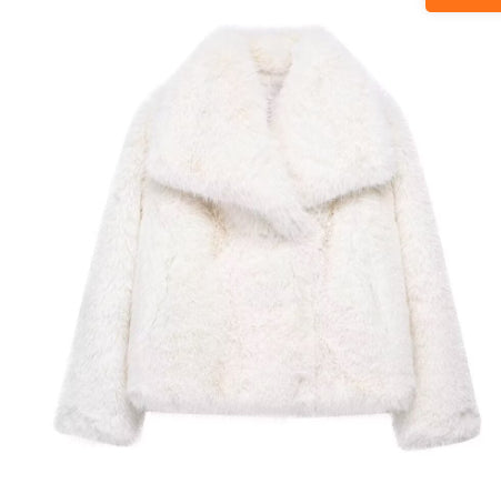 Winter Plush Coat Fashion Warm Thicken Fluffy Lapel