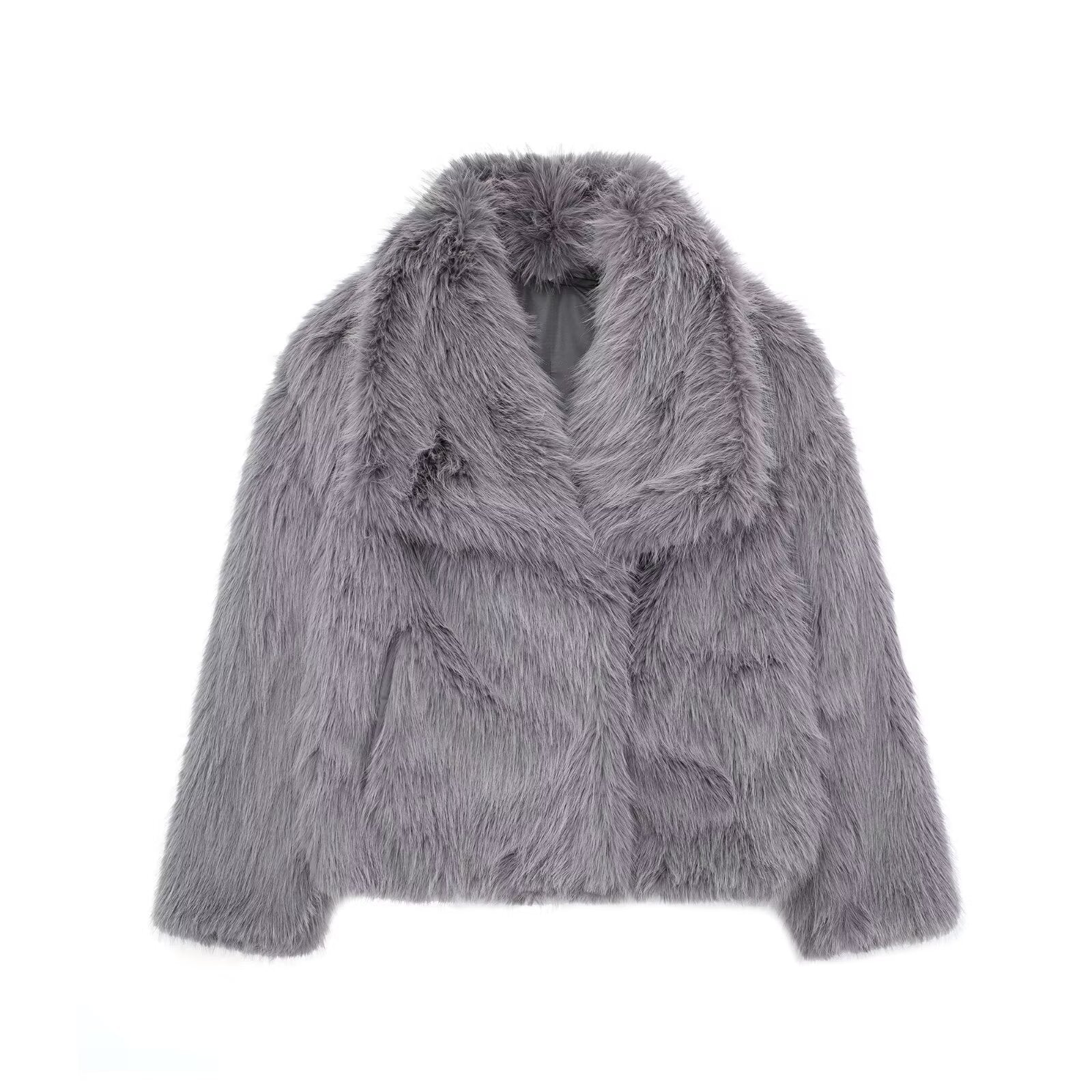 Winter Plush Coat Fashion Warm Thicken Fluffy Lapel