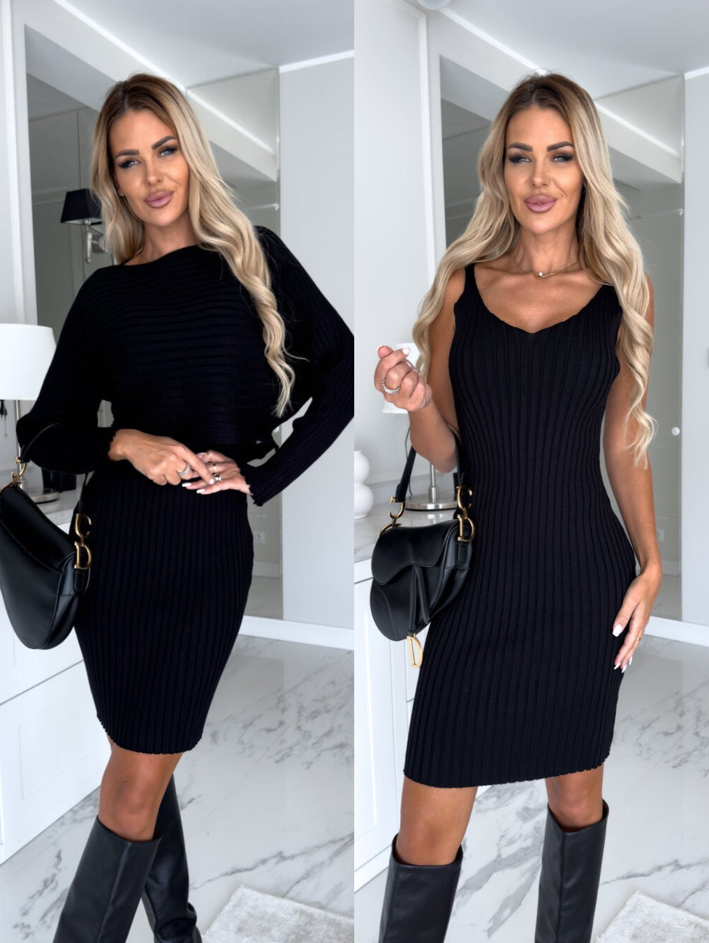 2pcs Suit Women's Solid Stripe Long-sleeved Top 