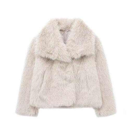 Winter Plush Coat Fashion Warm Thicken Fluffy Lapel